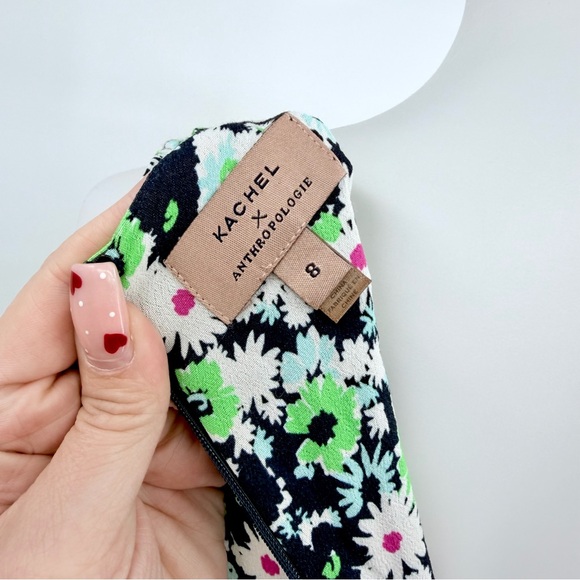 KACHEL X ANTHROPOLOGIE Floral Wide Leg Jumpsuit Blue Green 8 - Picture 5 of 8